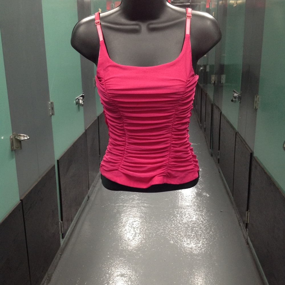 WOMENS PINK STRETCH ADJUSTABLE STRAP CAMISOLE SZ L